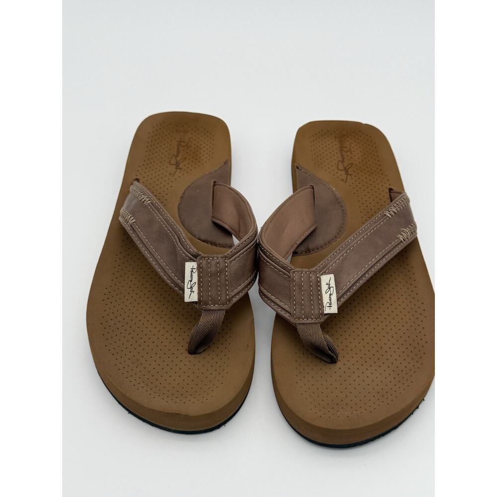 Panama Jack Men's Premium Vegan Leather Flip Flop Sandals, Brown - Size 12/13